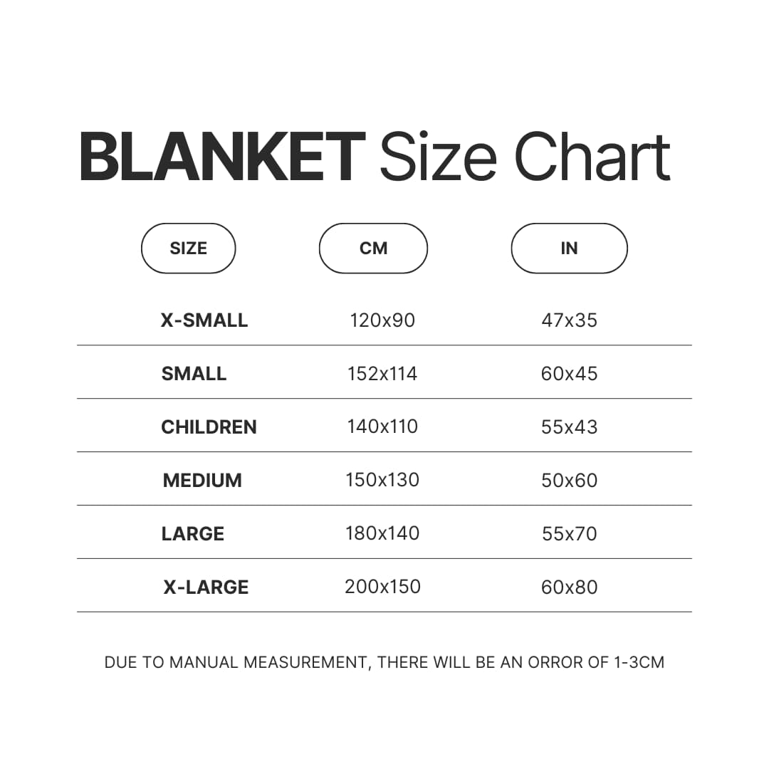 Blanket Size Chart - Blue Lock Merchandise