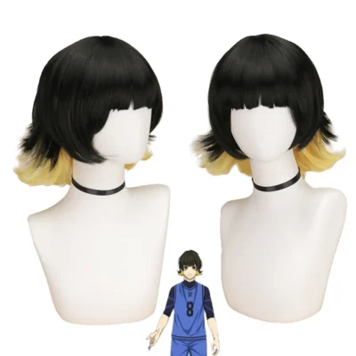 Anime Blue Lock Bachira Meguru Wig Black Yellow Cosplay