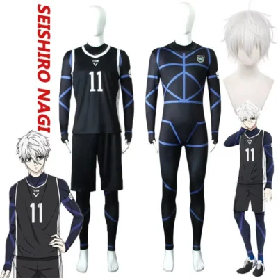 Anime Blue Lock Nagi Seishiro Cosplay Costume Black Jersey